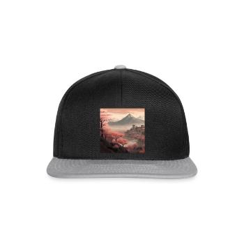 Japanische Kirschblüten Sakura Japanische Kunst - Snapback Cap - Schwarz/Grau - Vorne