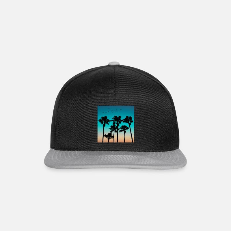Coucher de soleil avec des palmiers - Casquette snapback - noir/gris