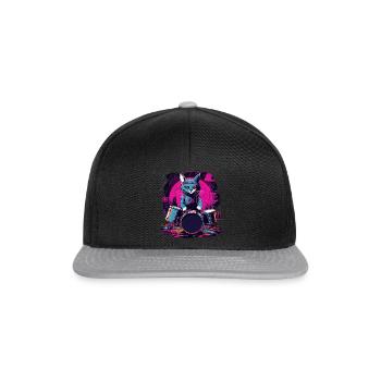 Cat Drummer Music Animal Drums Wild Cat - Casquette snapback - noir/gris - Devant