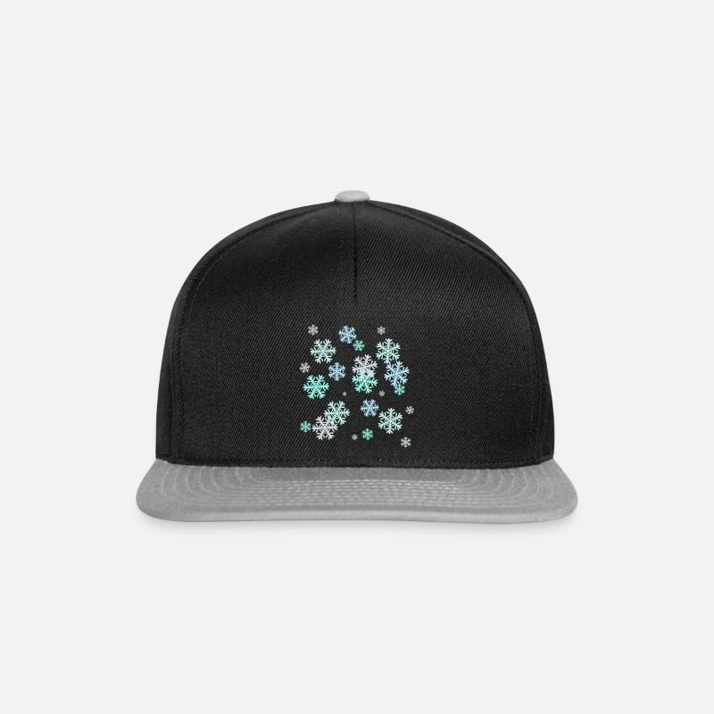 Schnee, Schneeflocke, Eiskristall, Eis - Snapback Cap - Schwarz/Grau