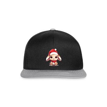 a cute rabbit in a pocket with a christmas hat - Snapback Cap - black/grey - Front