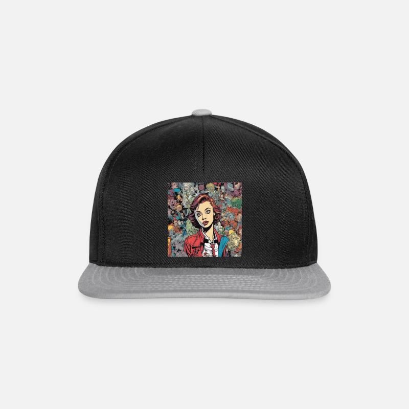 Frau, Figuren, Pop Art - Snapback Cap - Schwarz/Grau