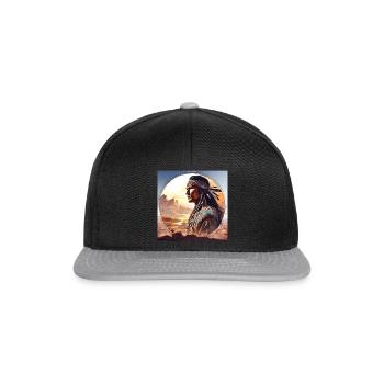 Indien, Portrait, Paysage, Cercle, Côté, Aquarelle - Casquette snapback - noir/gris - Devant