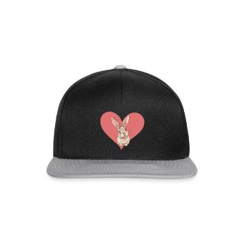 Hase Hoppelhase Hasenzahn - Snapback Cap - Schwarz/Grau - Vorne