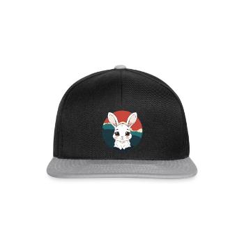 Hasenzahn Hoppelhase Ostern - Snapback Cap - Schwarz/Grau - Vorne