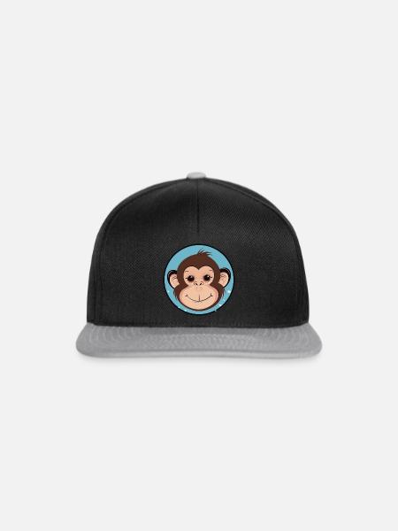 Affe Zootier Wildnis - Snapback Cap - Schwarz/Grau