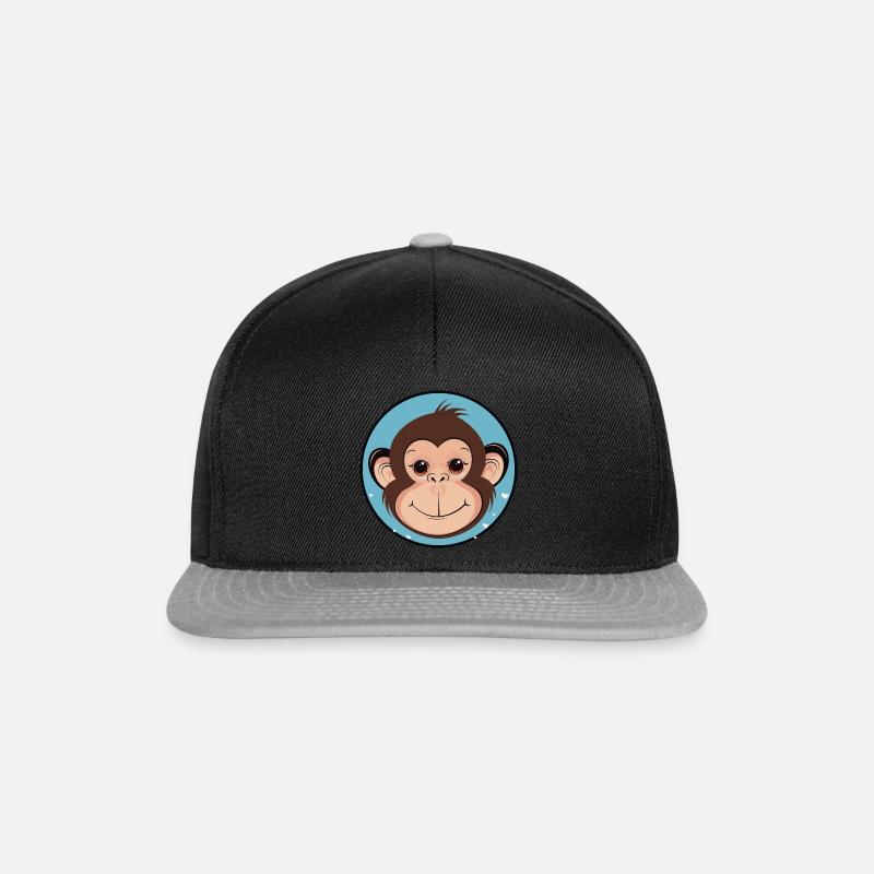 Affe Zootier Wildnis - Snapback Cap - Schwarz/Grau