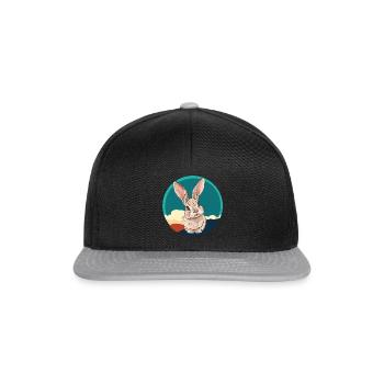 Hase Osterhase Hasenzahn - Snapback Cap - Schwarz/Grau - Vorne