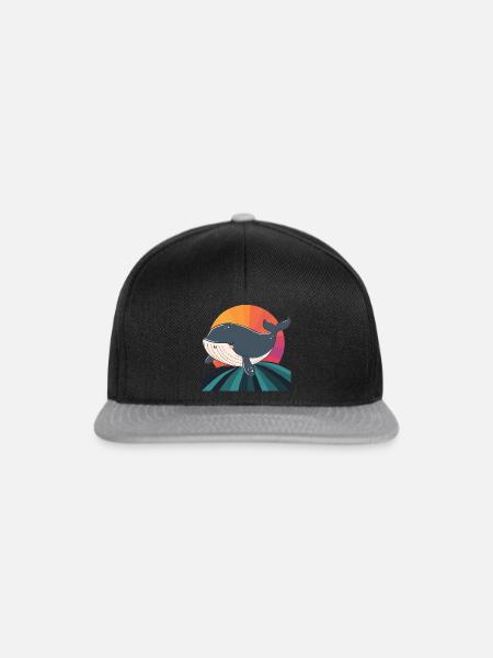 Wal Meeresleben Meerestiere - Snapback Cap - Schwarz/Grau