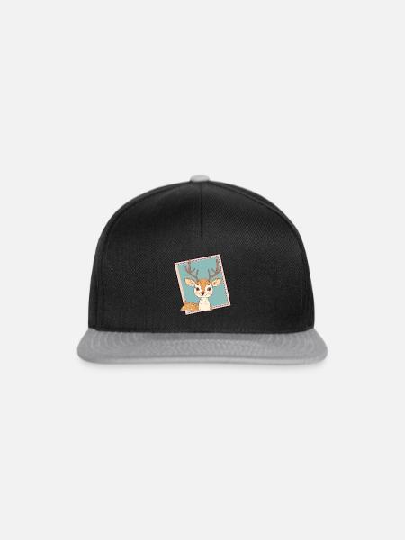 Hirschgeweih - Snapback Cap - Schwarz/Grau