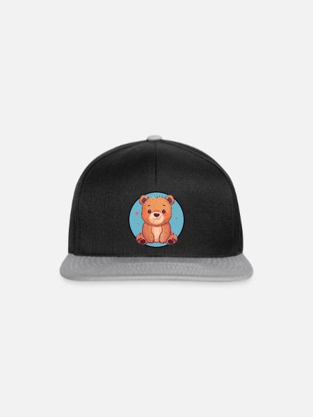 Baer Teddybär Waldbewohner - Snapback Cap - Schwarz/Grau