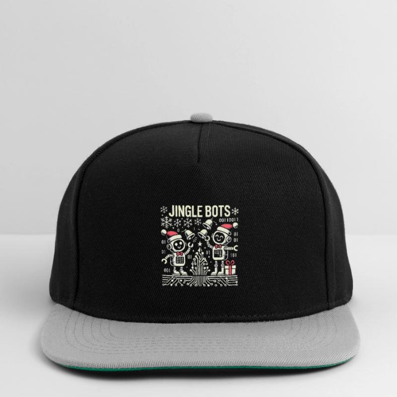 Jingle Bots - Christmas Robots with Binary Code Snapback Cap
