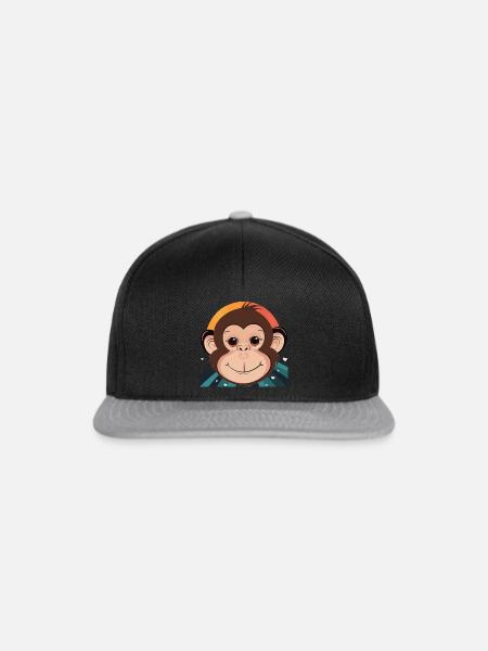 Affe Zootier Affengesicht - Snapback Cap - Schwarz/Grau