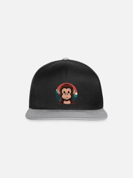 Affe Affengesicht Banane - Snapback Cap - Schwarz/Grau