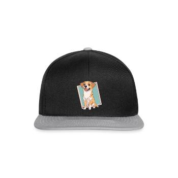 Hund Dackel Hundeliebhaber - Snapback Cap - Schwarz/Grau - Vorne
