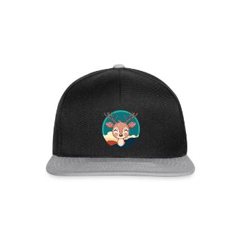 Hirsch Hirschgeweih Waldbewohner - Snapback Cap - Schwarz/Grau - Vorne