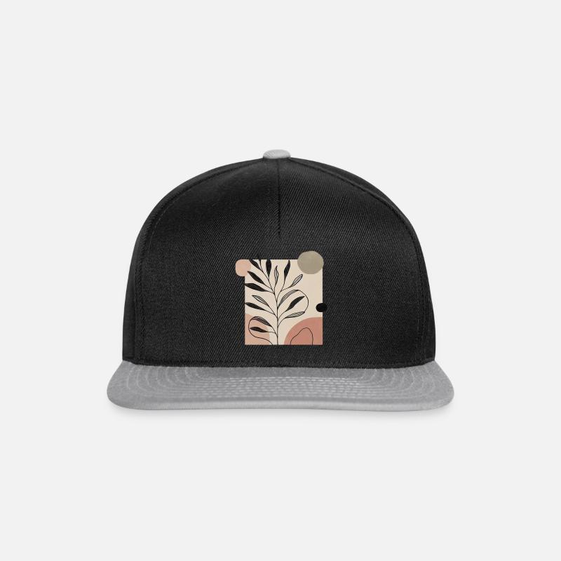 Abstrakte Botanik – Minimalistisches Pflanzenmotiv - Snapback Cap - Schwarz/Grau