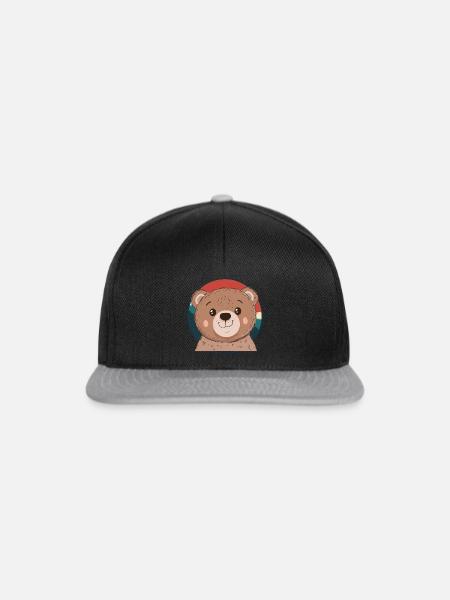 Baer Waldtier Teddybär - Snapback Cap - Schwarz/Grau