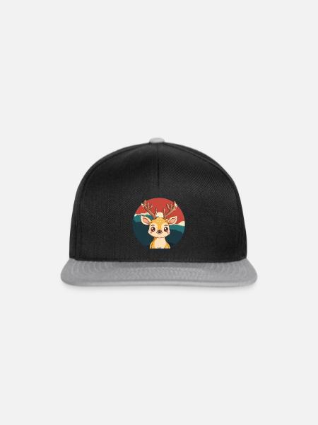 Hirschgeweih Wald Hirschjagd - Snapback Cap - Schwarz/Grau