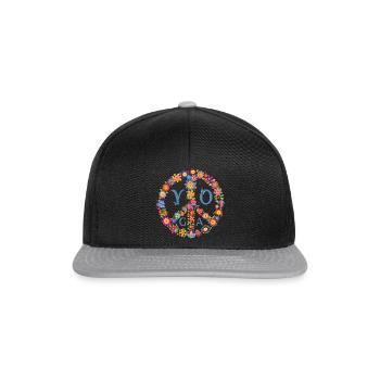 Peaceful Yoga 🌸 Flower Power Style - Snapback Cap - Schwarz/Grau - Vorne