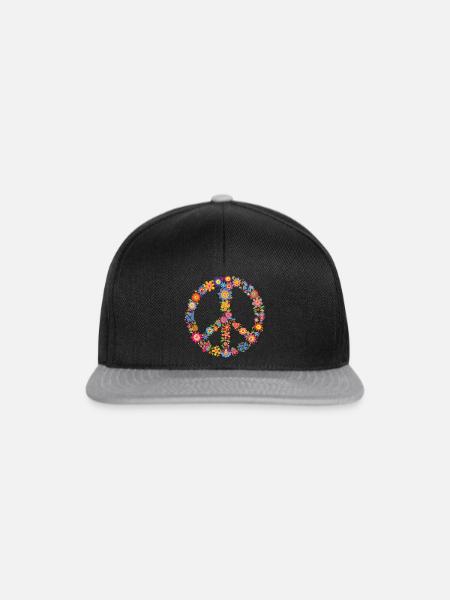 Peace & Frieden & Farben 🌸 Flower Vibes - Snapback Cap - Schwarz/Grau