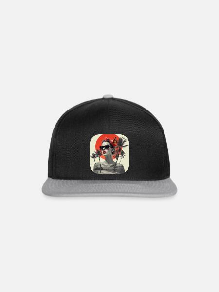 Retro T-Shirt Collage - Snapback Cap - Schwarz/Grau