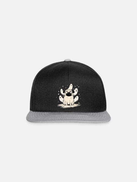Mops und Geister Halloween - Snapback Cap - Schwarz/Grau