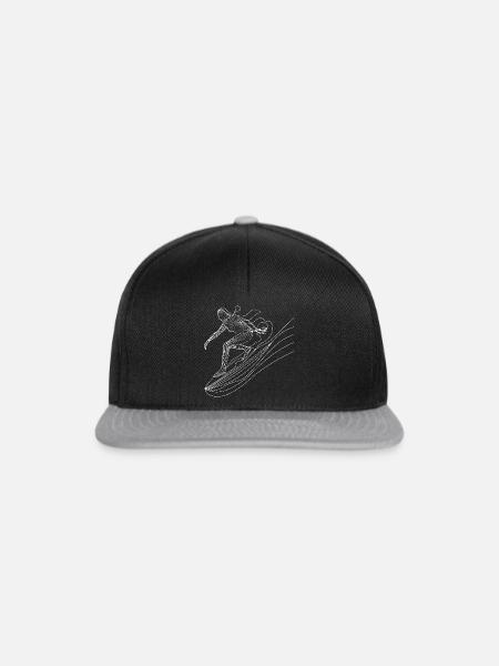 Surfen Mädchen Skizze - Snapback Cap - Schwarz/Grau