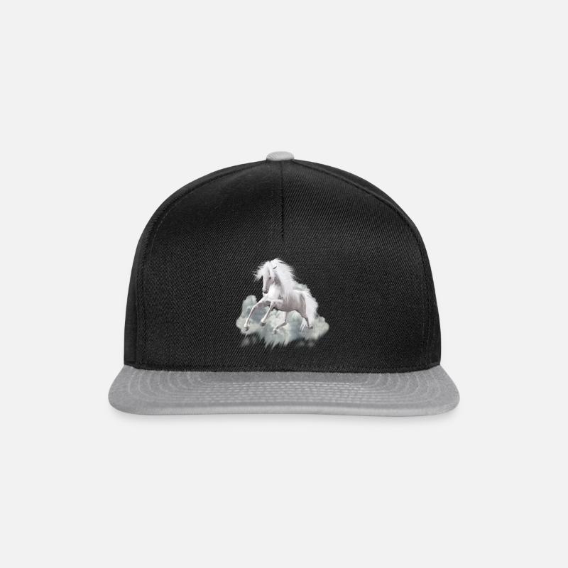 Weißes Pferd - Schimmel - Snapback Cap - Schwarz/Grau