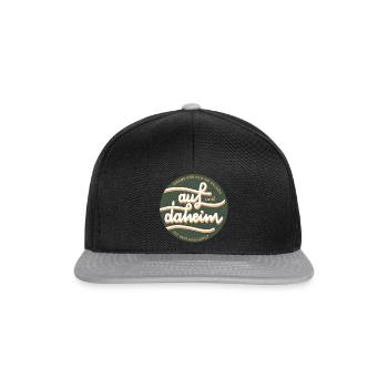 auf und daheim – Reisen mit dem Dachzelt - Snapback Cap - Schwarz/Grau - Vorne