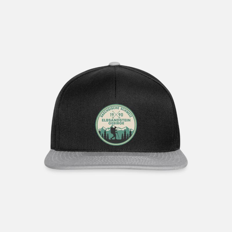 Wandern Sächsische Schweiz Elbsandstein Gebirge - Snapback Cap - Schwarz/Grau