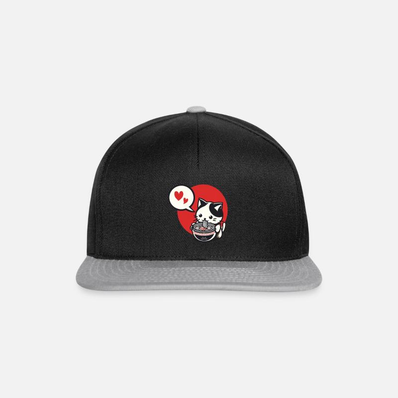 Cat ramen lover - Snapback Cap - black/grey