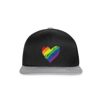 LGBT Rainbow Gay Heart Homosexuality - Snapback Cap - black/grey - Front