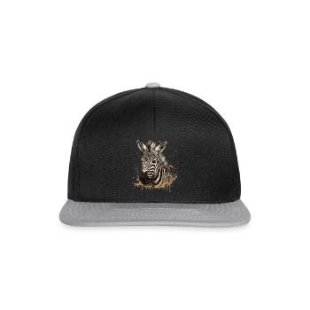 Zebra Afrika Tier - Snapback Cap - Schwarz/Grau - Vorne