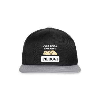 Just Smile And Make Pierogi Funny Design - Snapback Cap - black/grey - Front