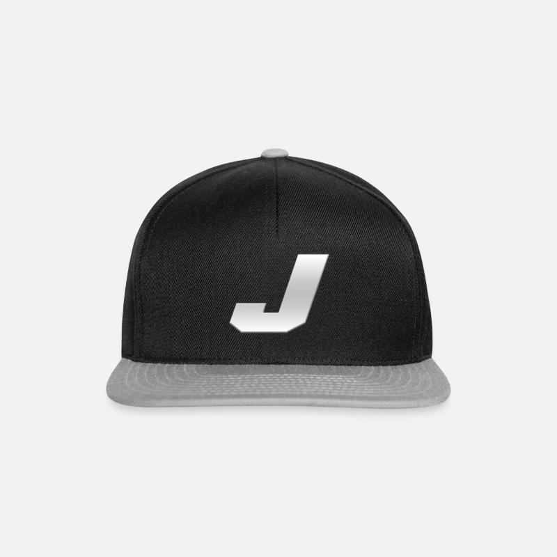 Buchstabe "J" - Snapback Cap - Schwarz/Grau
