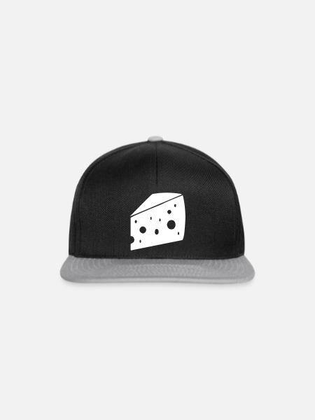 großes Stück Käse mit Löchern - Snapback Cap - Schwarz/Grau