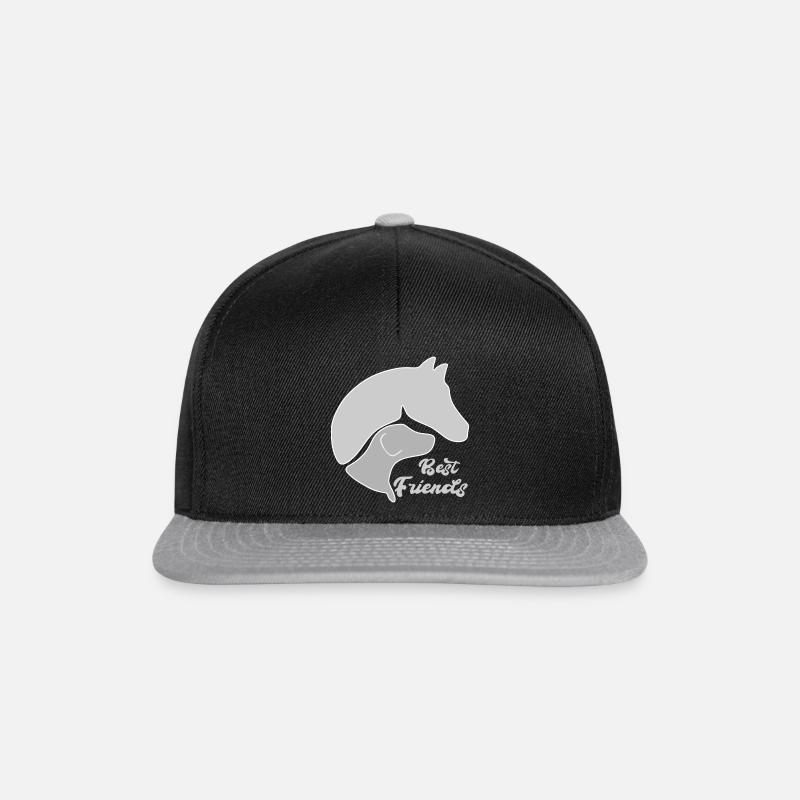 Hund und Pferd zusammen auf einem Design - Snapback Cap - Schwarz/Grau