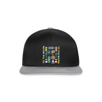 To the Moon - Krypto Spruch - Rainbow Optik - Snapback Cap - Schwarz/Grau - Vorne