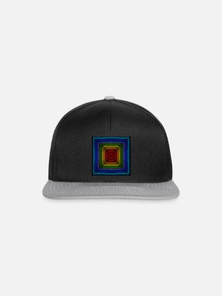 Regenbogen-Quadrate - Snapback Cap - Schwarz/Grau