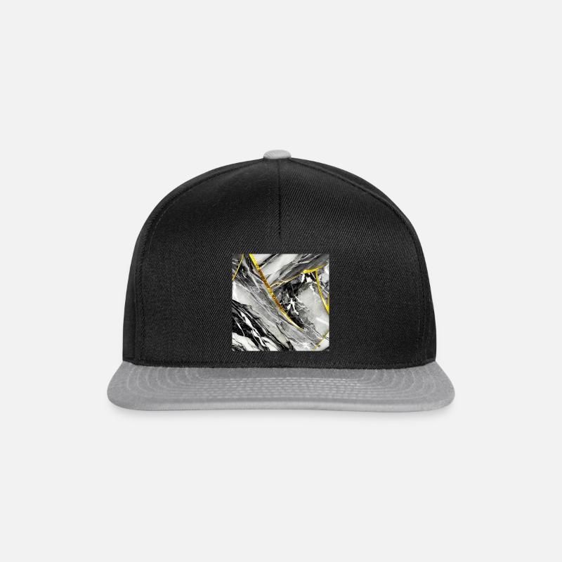 Marmor Schwarz Gold Naturstein - Snapback Cap - Schwarz/Grau