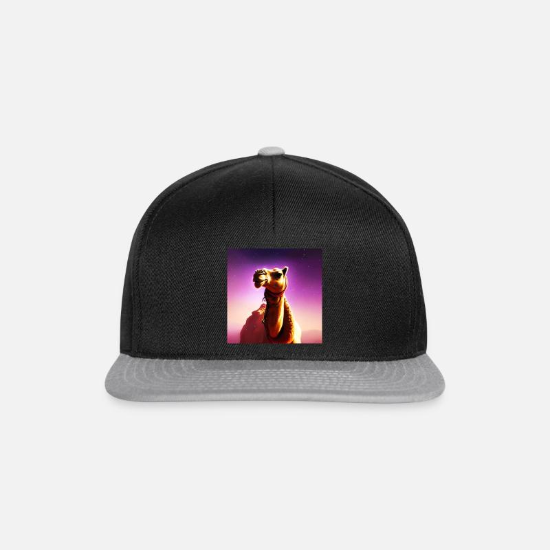Dromedar Kamel - Galaxie Weltraum - Snapback Cap - Schwarz/Grau