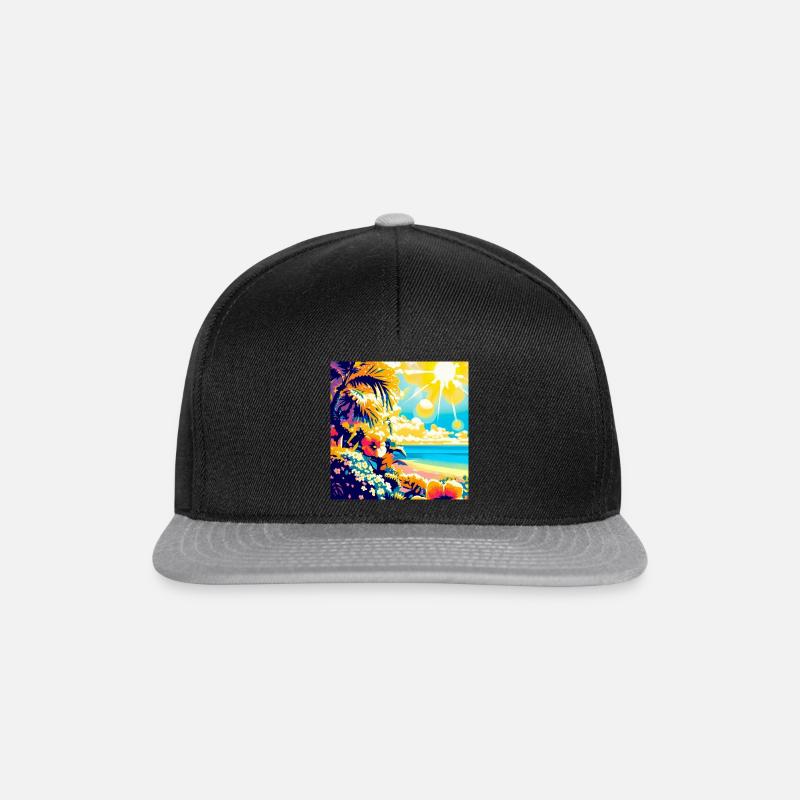Tropischer Retro Strand und Sonnenschein - Snapback Cap - Schwarz/Grau
