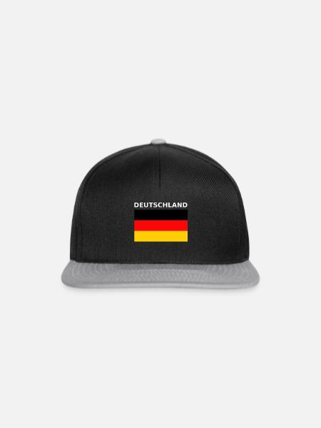 Deutschland Flagge - Snapback Cap - Schwarz/Grau