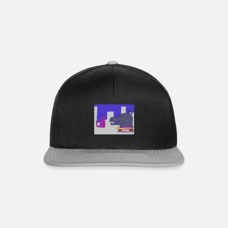 Purple Cat and the skating Hippo - Snapback Cap - black/grey