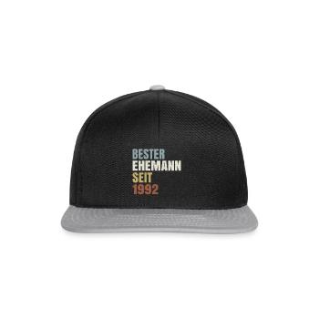 Retro Bester Ehemann seit 1992 Perlenhochzeit - Snapback Cap - Schwarz/Grau - Vorne