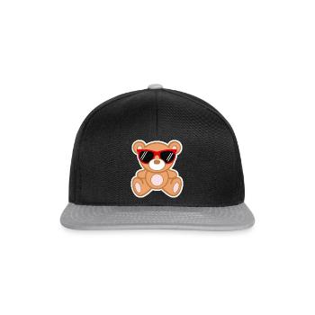 Teddy Cool 😎🐻 - süßer Teddybär mit Sonnenbrille - Snapback Cap - Schwarz/Grau - Vorne