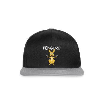 Penguru | Känguru, Pistole, Revolver, Polizei - Snapback Cap - Schwarz/Grau - Vorne