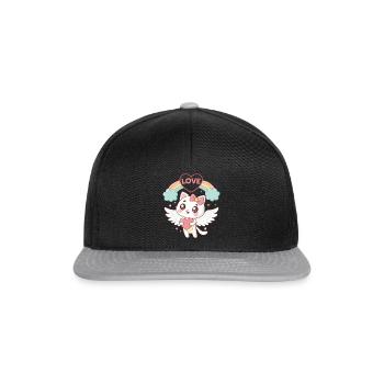 Chat ailé Arc en Ciel Amour - Casquette snapback - noir/gris - Devant