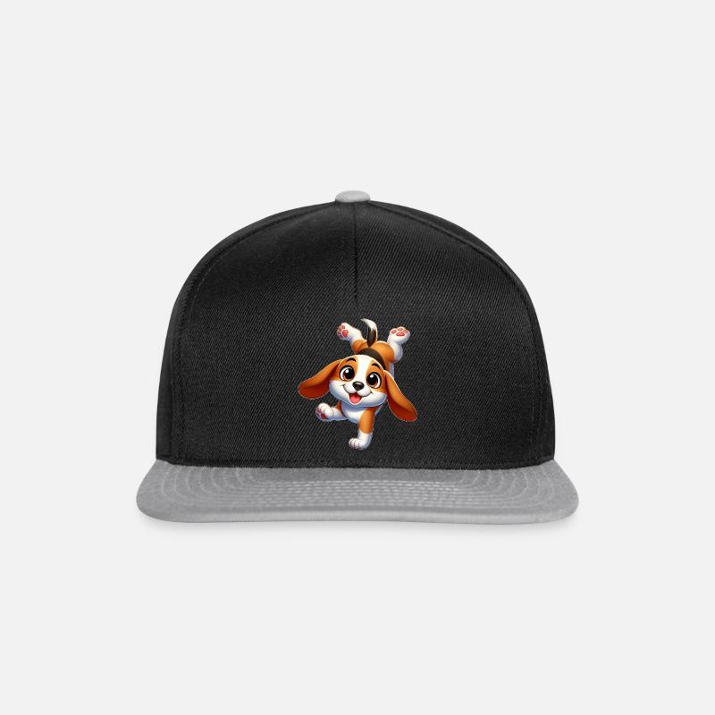 Beagle Handstand Breakdance Sporty Cute - Snapback Cap - black/grey